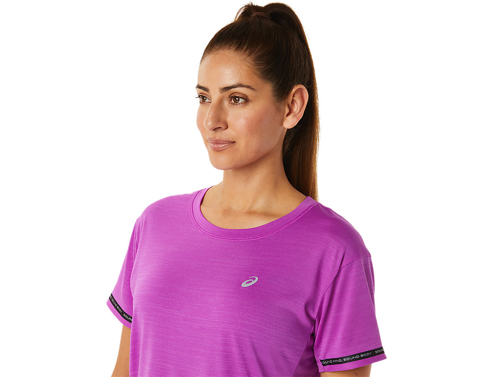 Camiseta Asics Race Crop Feminino Roxo | 0654-GUQNE