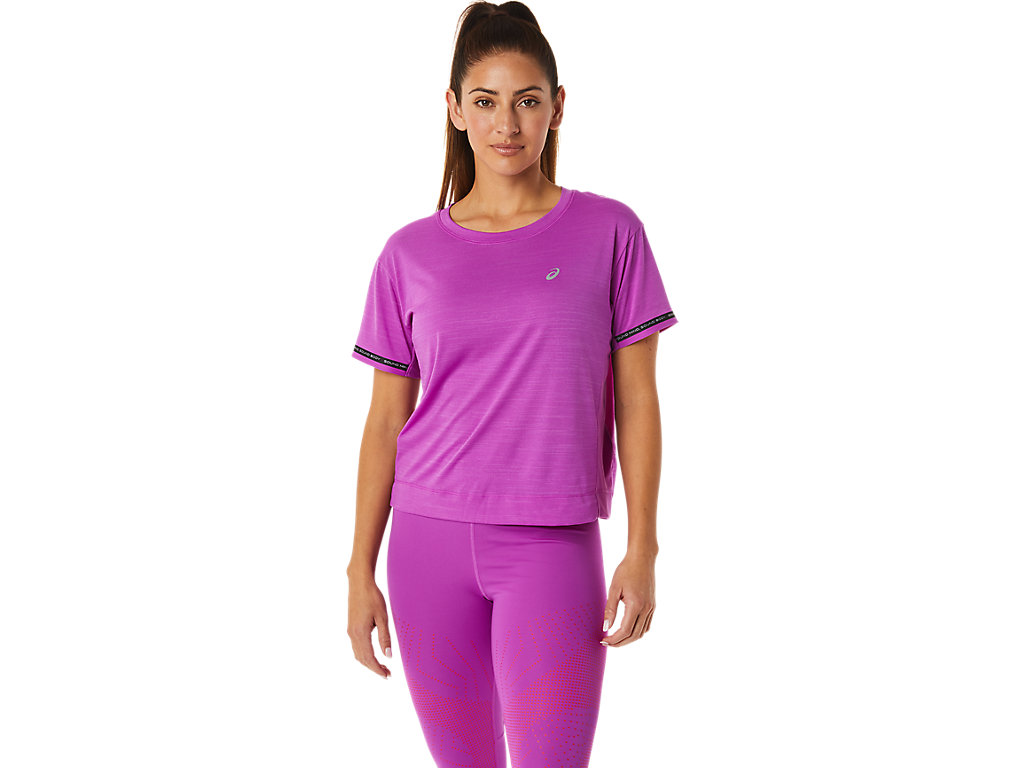 Camiseta Asics Race Crop Feminino Roxo | 0654-GUQNE