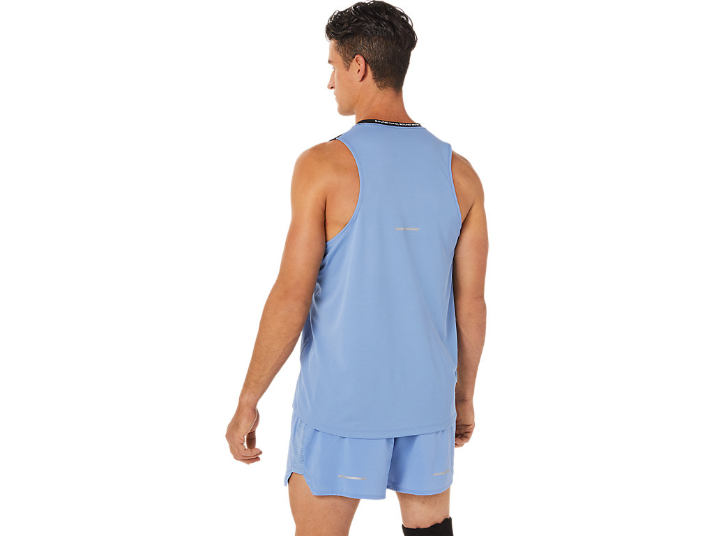 Camiseta Asics Race Singlet Masculino Pretas Azuis | 9018-TLXAN