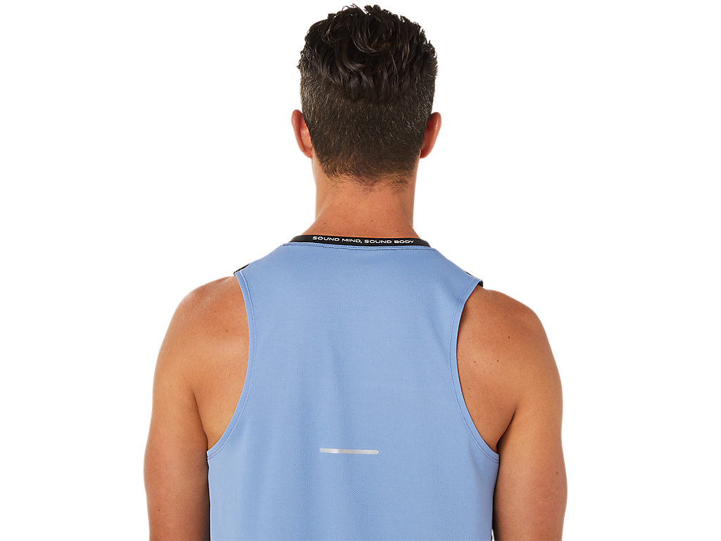 Camiseta Asics Race Singlet Masculino Pretas Azuis | 9018-TLXAN