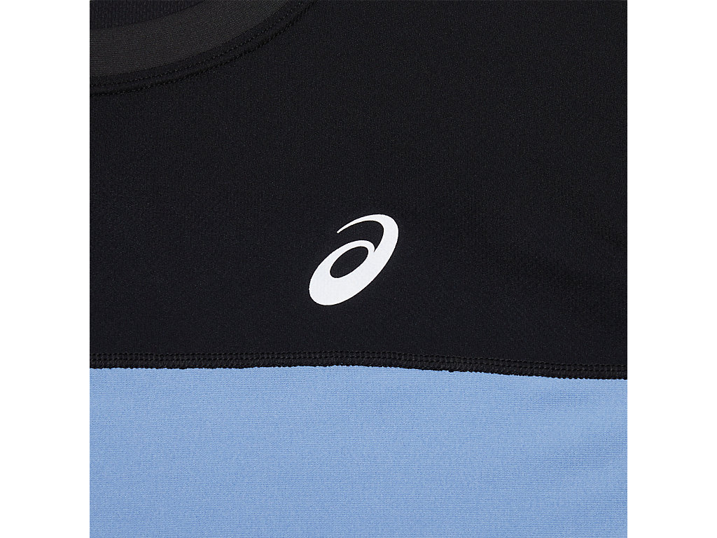 Camiseta Asics Race Sleeve Masculino Pretas Azuis | 6420-OHXDI