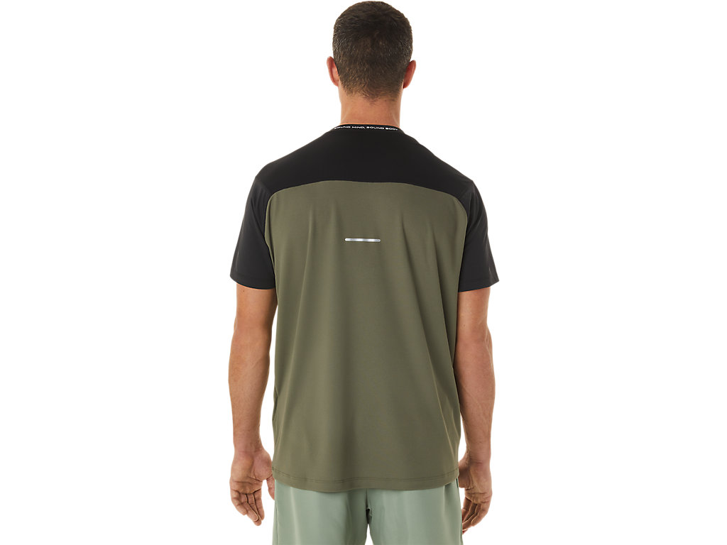 Camiseta Asics Race Sleeve Masculino Pretas Verdes | 8946-MLZHK