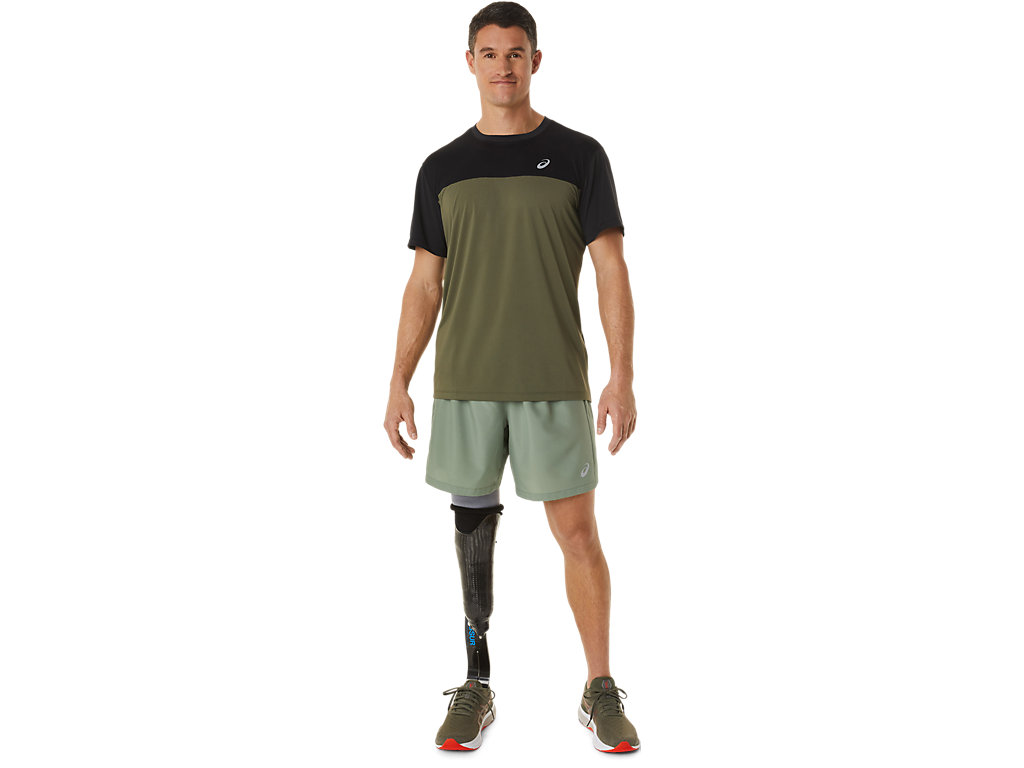 Camiseta Asics Race Sleeve Masculino Pretas Verdes | 8946-MLZHK