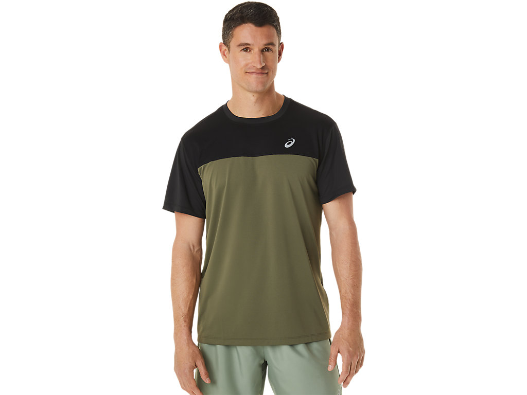 Camiseta Asics Race Sleeve Masculino Pretas Verdes | 8946-MLZHK