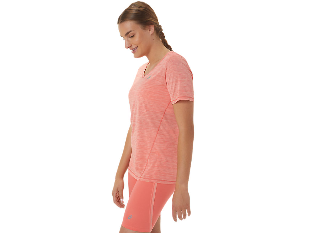 Camiseta Asics Race V-Neck Sleeve Feminino Rosa | 3625-FGUEX