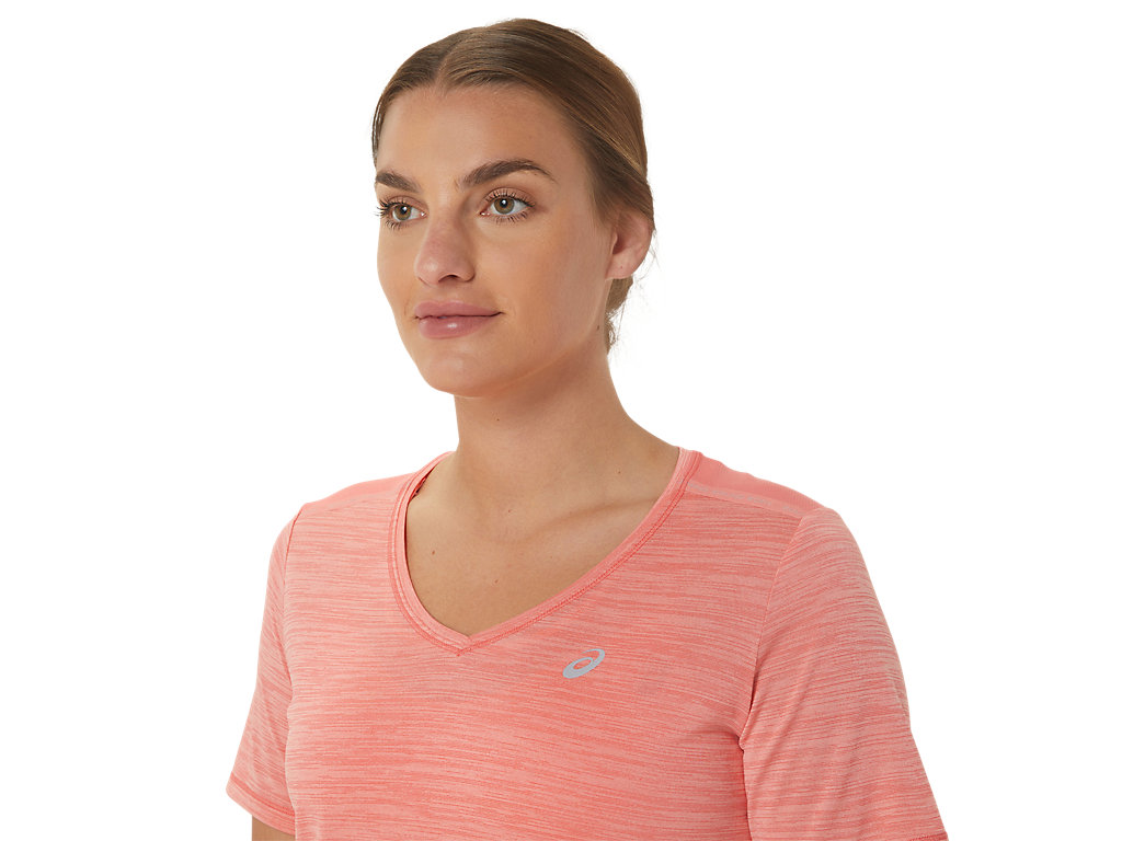 Camiseta Asics Race V-Neck Sleeve Feminino Rosa | 3625-FGUEX