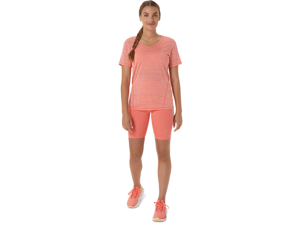 Camiseta Asics Race V-Neck Sleeve Feminino Rosa | 3625-FGUEX