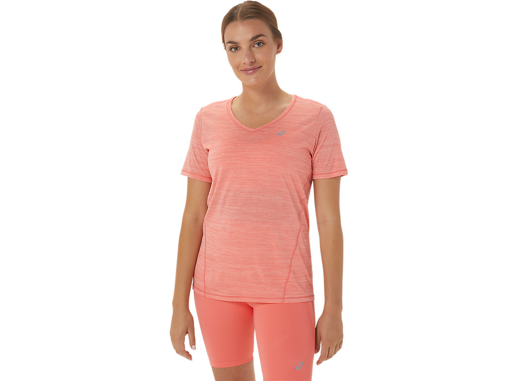 Camiseta Asics Race V-Neck Sleeve Feminino Rosa | 3625-FGUEX