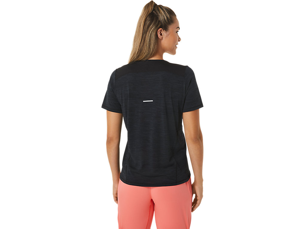 Camiseta Asics Race V-Neck Sleeve Feminino Pretas Cinzentas | 9740-ARSLO