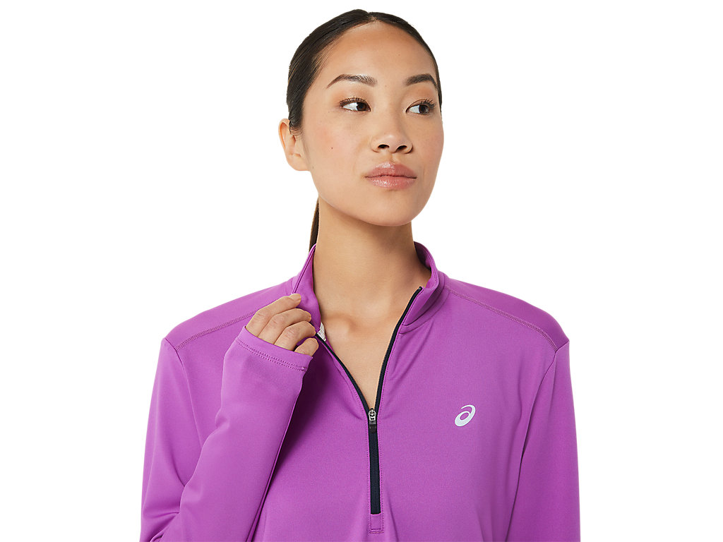 Camiseta Asics Ready-Set Half Zip Feminino Roxo Azuis | 9406-QWERJ