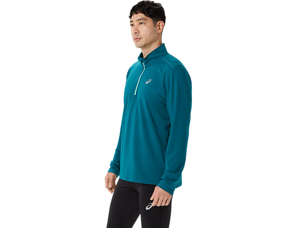 Camiseta Asics Ready-Set Half Zip Masculino Azuis | 8346-MRCLO