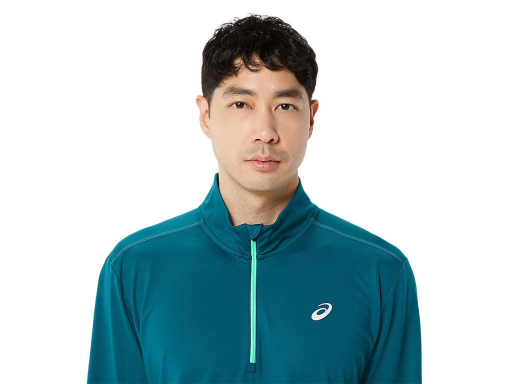 Camiseta Asics Ready-Set Half Zip Masculino Azuis | 8346-MRCLO