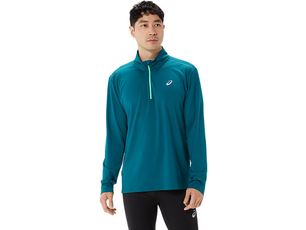 Camiseta Asics Ready-Set Half Zip Masculino Azuis | 8346-MRCLO