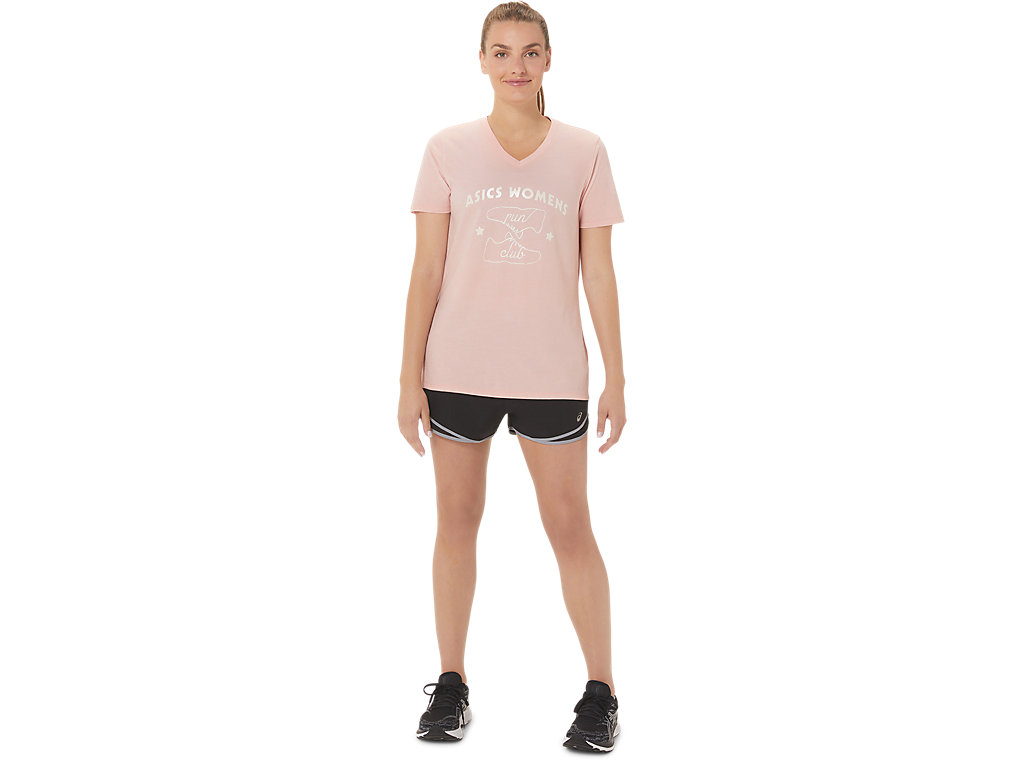 Camiseta Asics Run Club V-Neck Feminino Rosa | 2065-ZTLEO