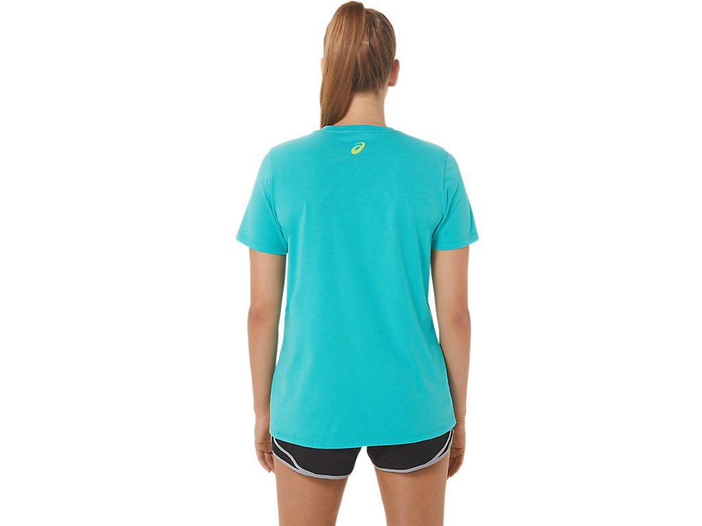 Camiseta Asics Run Club V-Neck Feminino Turquesa | 3579-UARPN