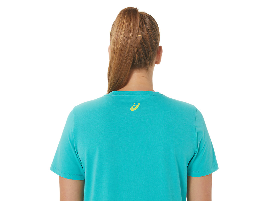 Camiseta Asics Run Club V-Neck Feminino Turquesa | 3579-UARPN