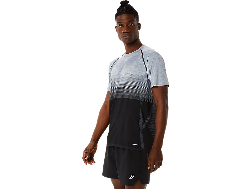 Camiseta Asics Seamless Sleeve Masculino Pretas Cinzentas | 5420-HTQIF