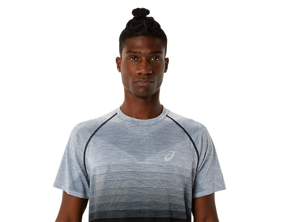 Camiseta Asics Seamless Sleeve Masculino Pretas Cinzentas | 5420-HTQIF