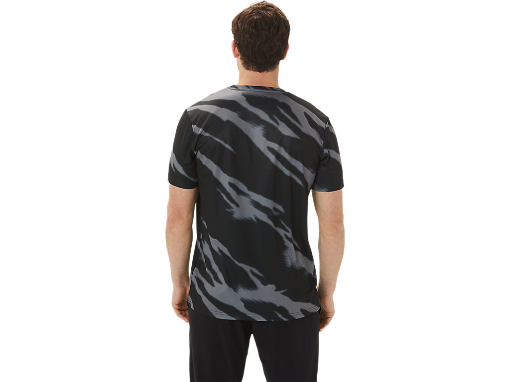 Camiseta Asics Seasonal All Over Print Sleeve Masculino Pretas Cinzentas Escuro | 0547-APMSG