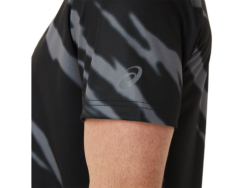 Camiseta Asics Seasonal All Over Print Sleeve Masculino Pretas Cinzentas Escuro | 0547-APMSG