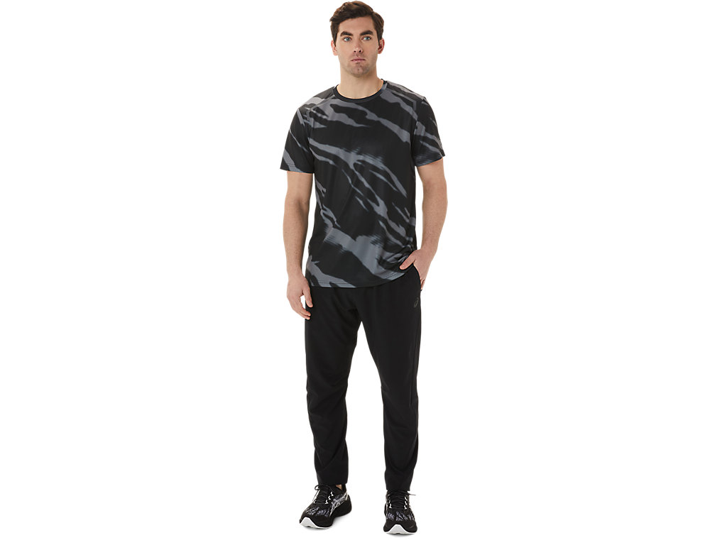 Camiseta Asics Seasonal All Over Print Sleeve Masculino Pretas Cinzentas Escuro | 0547-APMSG