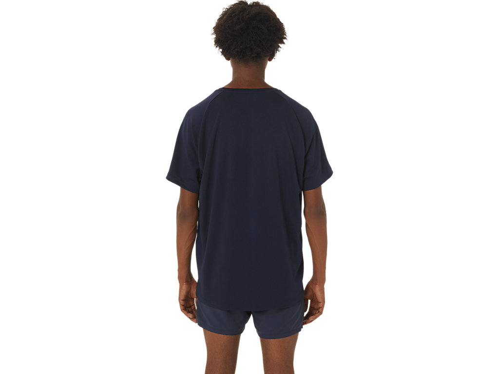 Camiseta Asics Shoes Gráficas Sleeve Masculino Azuis Escuro | 1865-LPWOC