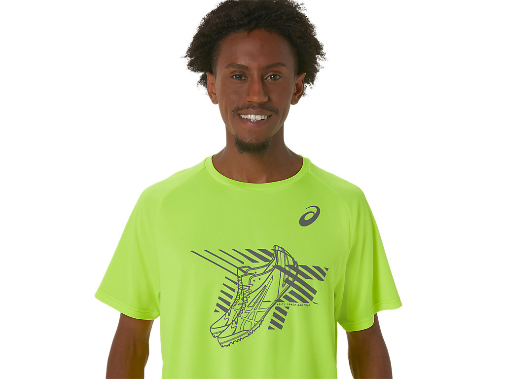 Camiseta Asics Shoes Gráficas Sleeve Masculino Amarelas | 3715-IZCMV