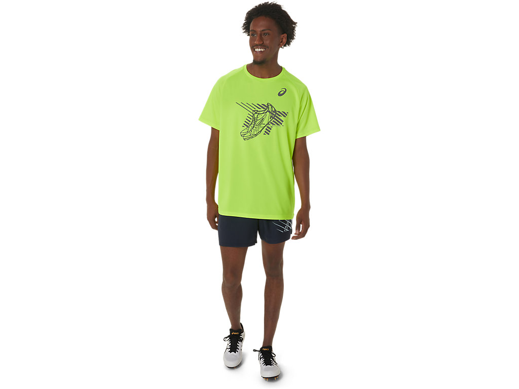 Camiseta Asics Shoes Gráficas Sleeve Masculino Amarelas | 3715-IZCMV