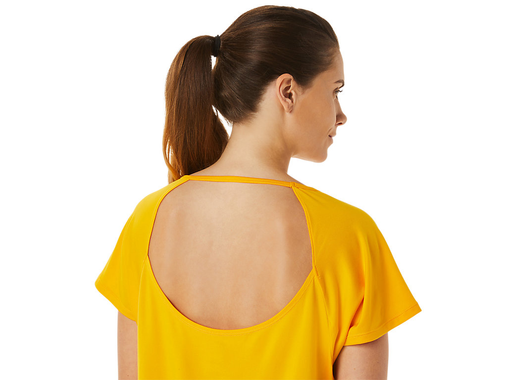 Camiseta Asics Side Slit Sleeve Feminino Amarelas | 9307-MIHTD