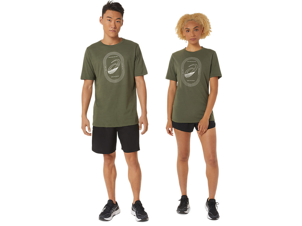 Camiseta Asics Spiral A Atletismo And Field Tee Masculino Verde Oliva | 1752-LFSRE