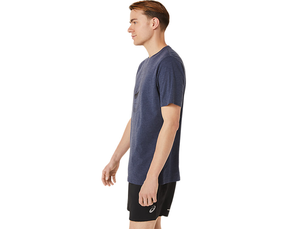 Camiseta Asics Spiral A Atletismo And Field Tee Masculino Azul Marinho | 9782-MDRTK