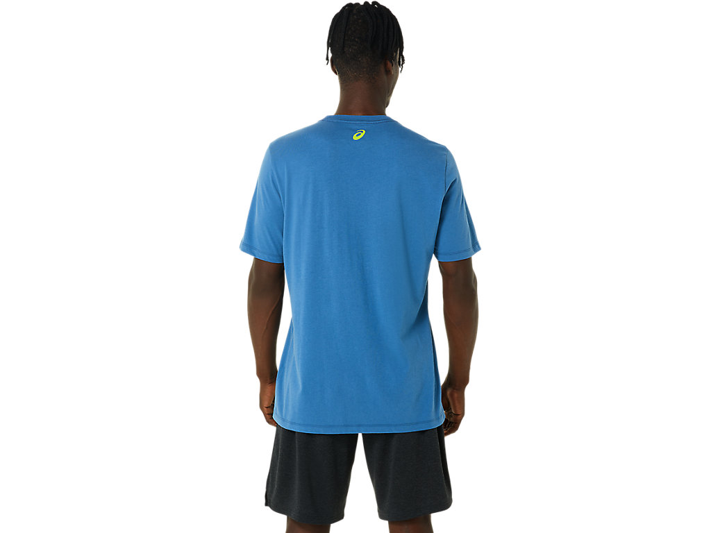 Camiseta Asics Stripe Sleeve Tee Masculino Azuis | 2791-WZDNH