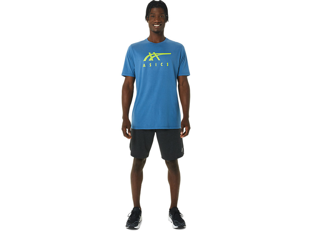 Camiseta Asics Stripe Sleeve Tee Masculino Azuis | 2791-WZDNH