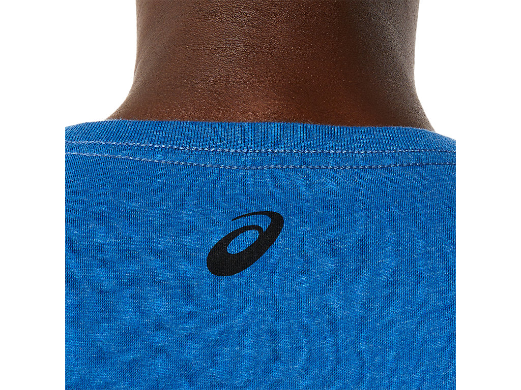 Camiseta Asics Stripe Sleeve Tee Masculino Azuis | 6541-ISYKP