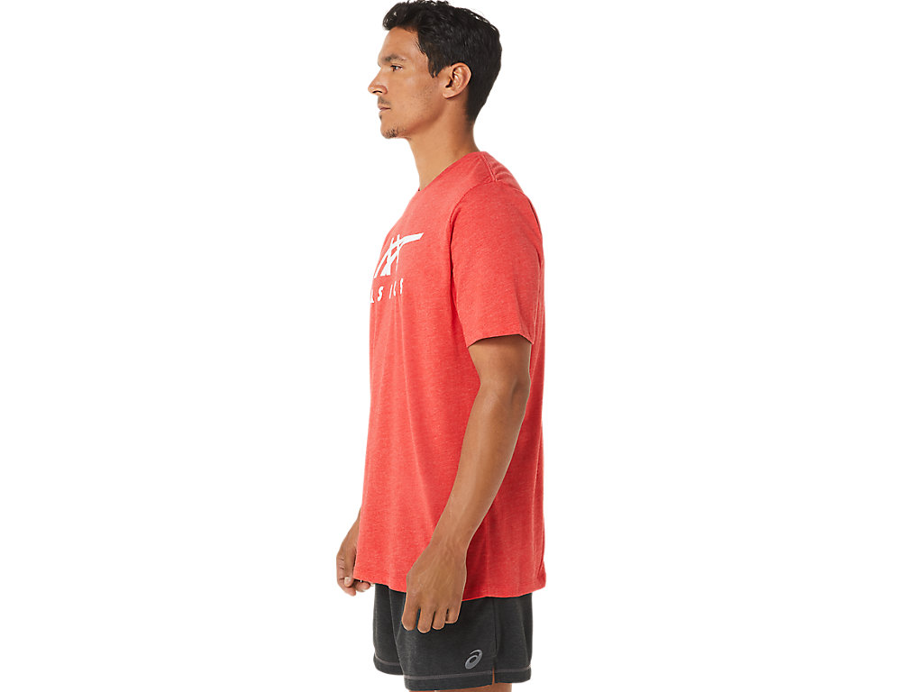 Camiseta Asics Stripe Sleeve Tee Masculino Vermelhas | 8213-JMBQY