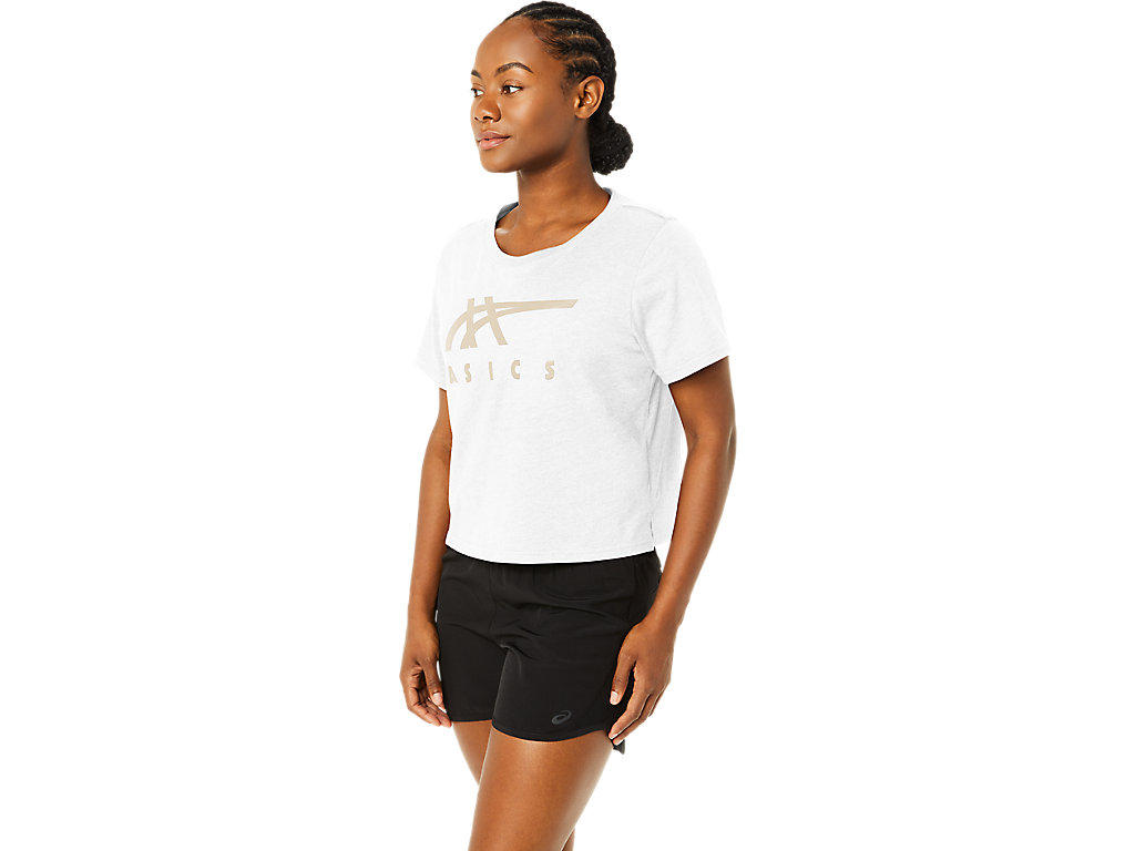 Camiseta Asics Stripes Sleeve Boxy Tee Feminino Branco | 3129-LBKZU