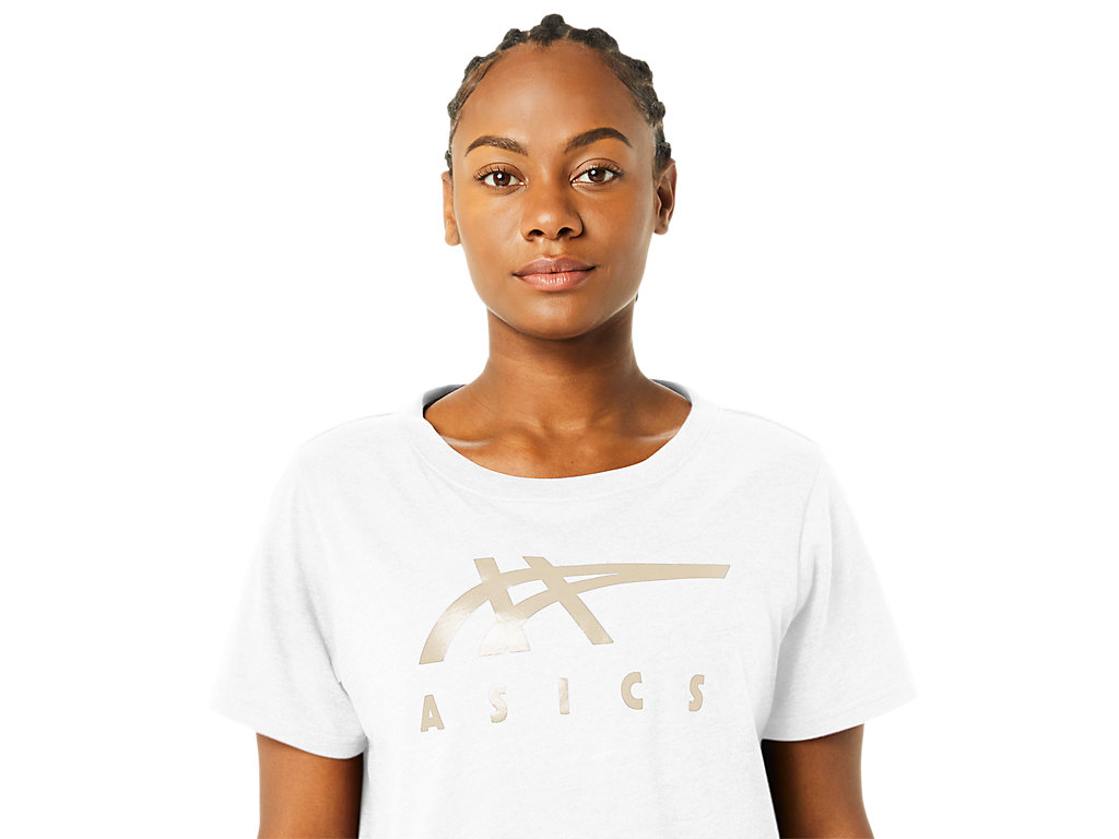 Camiseta Asics Stripes Sleeve Boxy Tee Feminino Branco | 3129-LBKZU