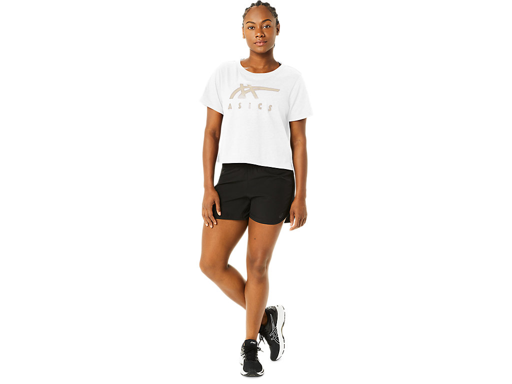 Camiseta Asics Stripes Sleeve Boxy Tee Feminino Branco | 3129-LBKZU