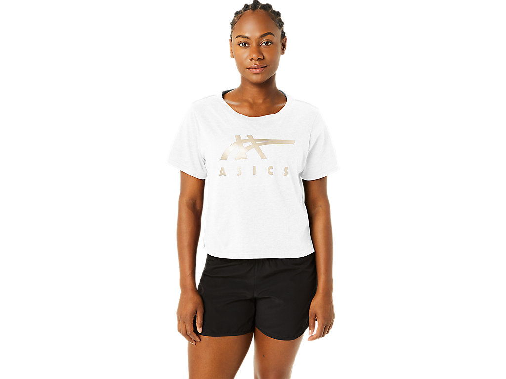 Camiseta Asics Stripes Sleeve Boxy Tee Feminino Branco | 3129-LBKZU