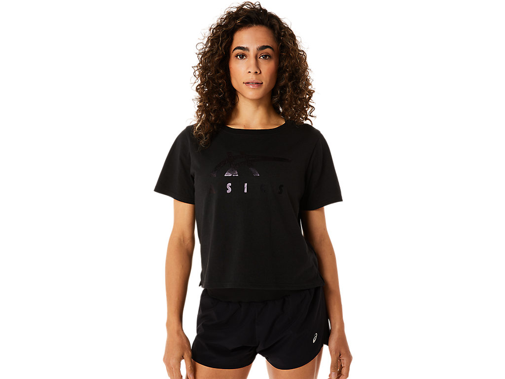 Camiseta Asics Stripes Sleeve Boxy Tee Feminino Pretas | 8361-YPJCI