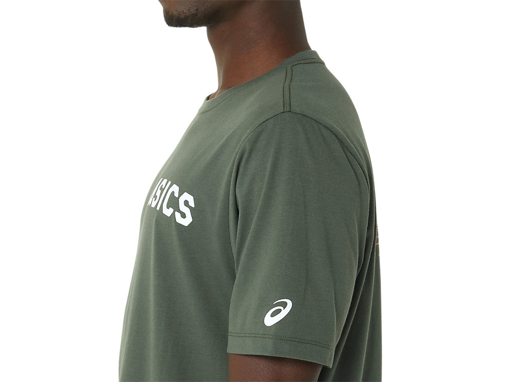 Camiseta Asics Stripes Sunrise Tee Feminino Verde Oliva | 8165-ORYUW