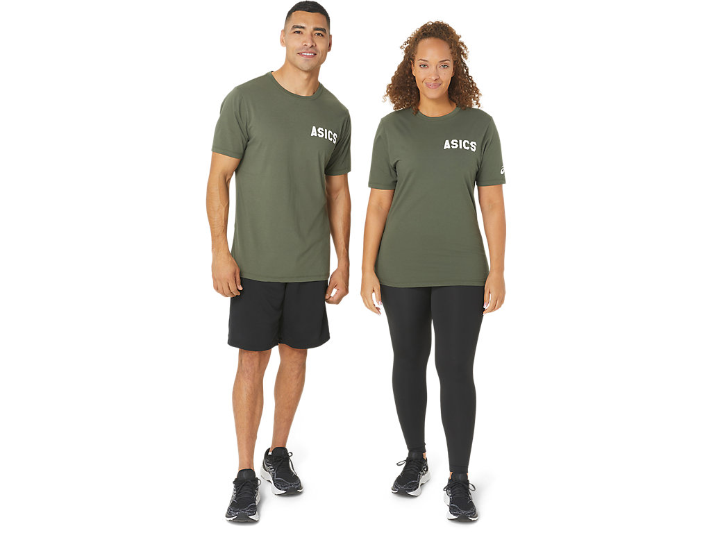 Camiseta Asics Stripes Sunrise Tee Feminino Verde Oliva | 8165-ORYUW