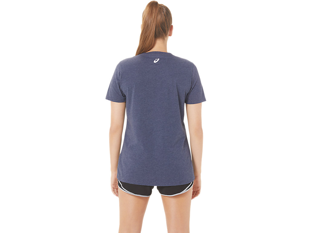 Camiseta Asics Stripes V-Neck Feminino Azul Marinho | 3192-HOAXS