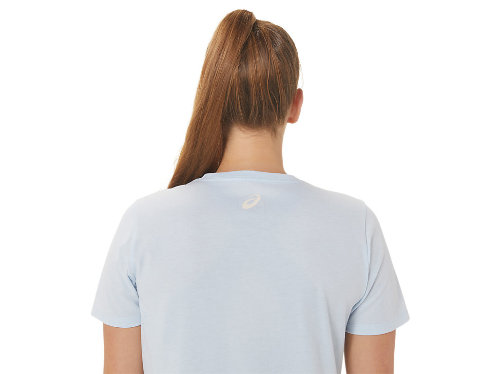 Camiseta Asics Stripes V-Neck Feminino Azuis | 8945-EYAOS