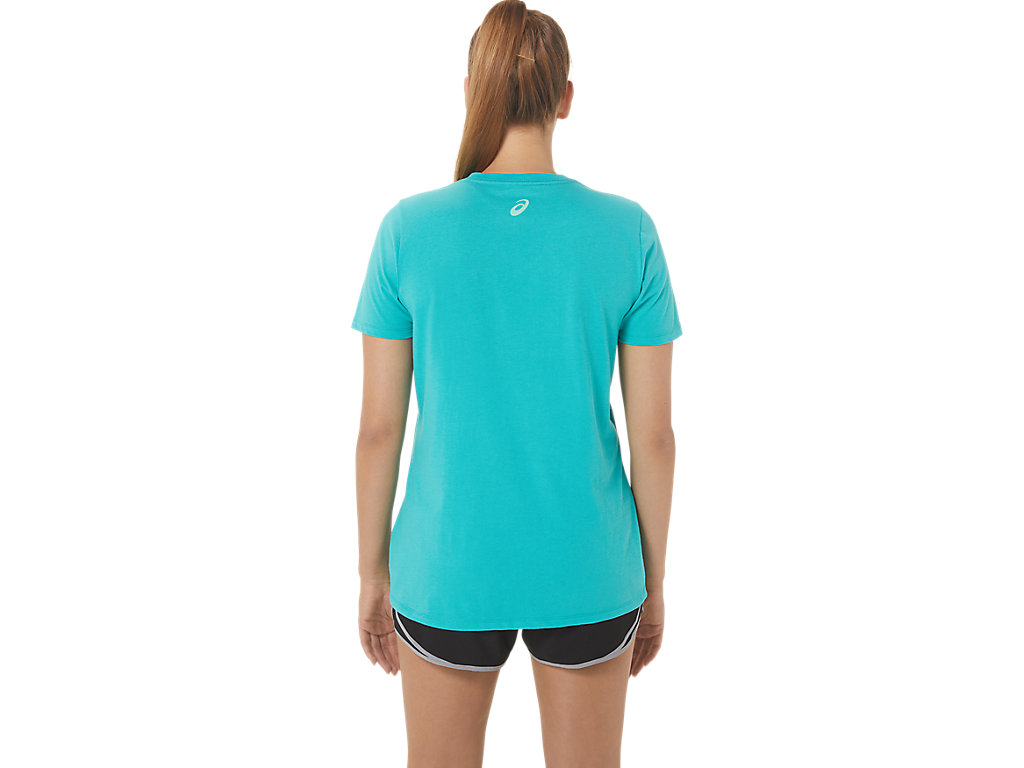 Camiseta Asics Stripes V-Neck Feminino Turquesa | 7063-VSUJX