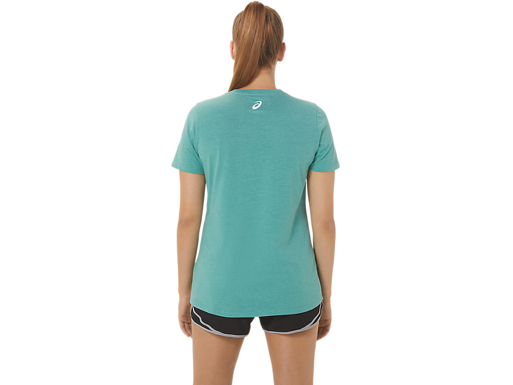 Camiseta Asics Sunflower Slogan V-Neck Feminino Verde Oliva | 4935-CUTWG