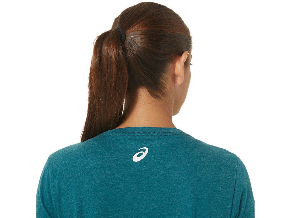 Camiseta Asics Sunflower Slogan V-Neck Feminino Verdes Escuro | 6931-WTSBJ