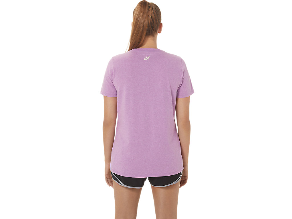 Camiseta Asics Sunflower Slogan V-Neck Feminino Roxo | 8356-FGBKM