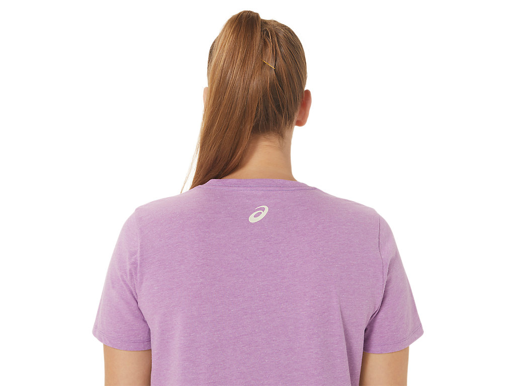 Camiseta Asics Sunflower Slogan V-Neck Feminino Roxo | 8356-FGBKM