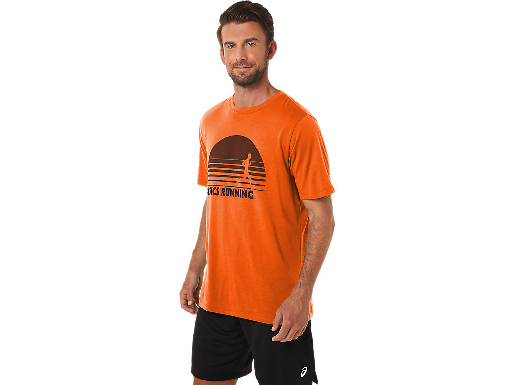 Camiseta Asics Sunrise Runner Gráficas Tee Masculino Laranja | 0812-UVKNP